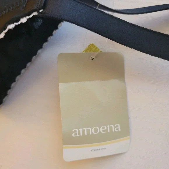 Amoena 38D Arielle SB 44557 Mastectomy Pocker Bra Black White Soft No Underwire - Picture 8 of 14